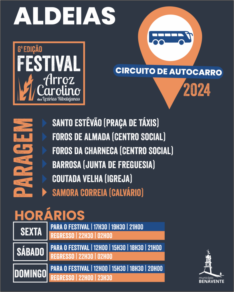 Autocarro Grátis Aldeias Festival do arroz carolino 2024